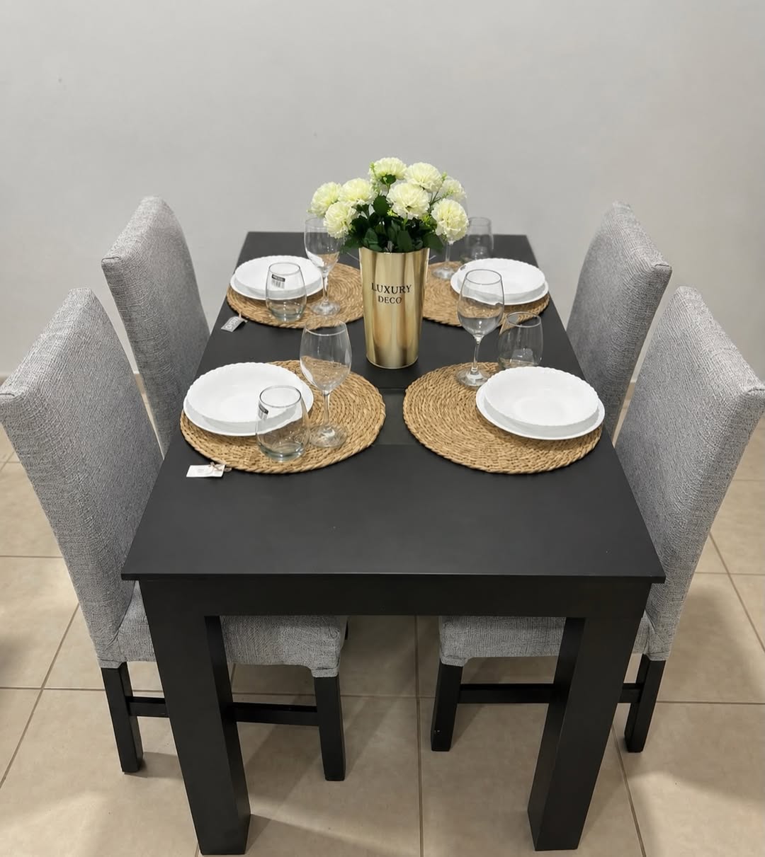 Conjunto Comedor Negro 4 Sillas